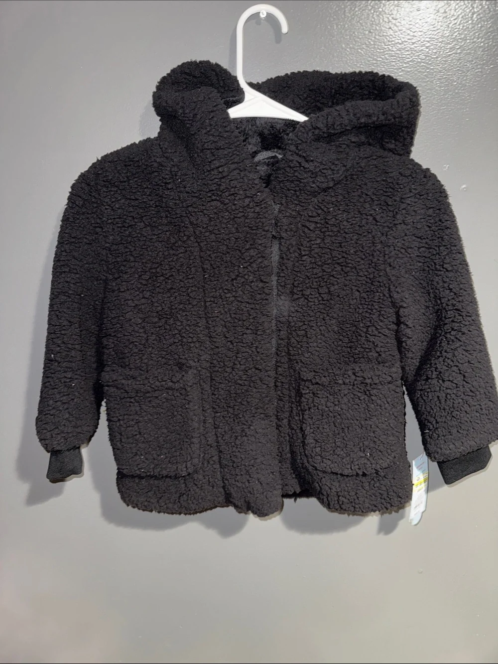 Cat & Jack Black Kids Teddy Puffer Jacket with Hood
